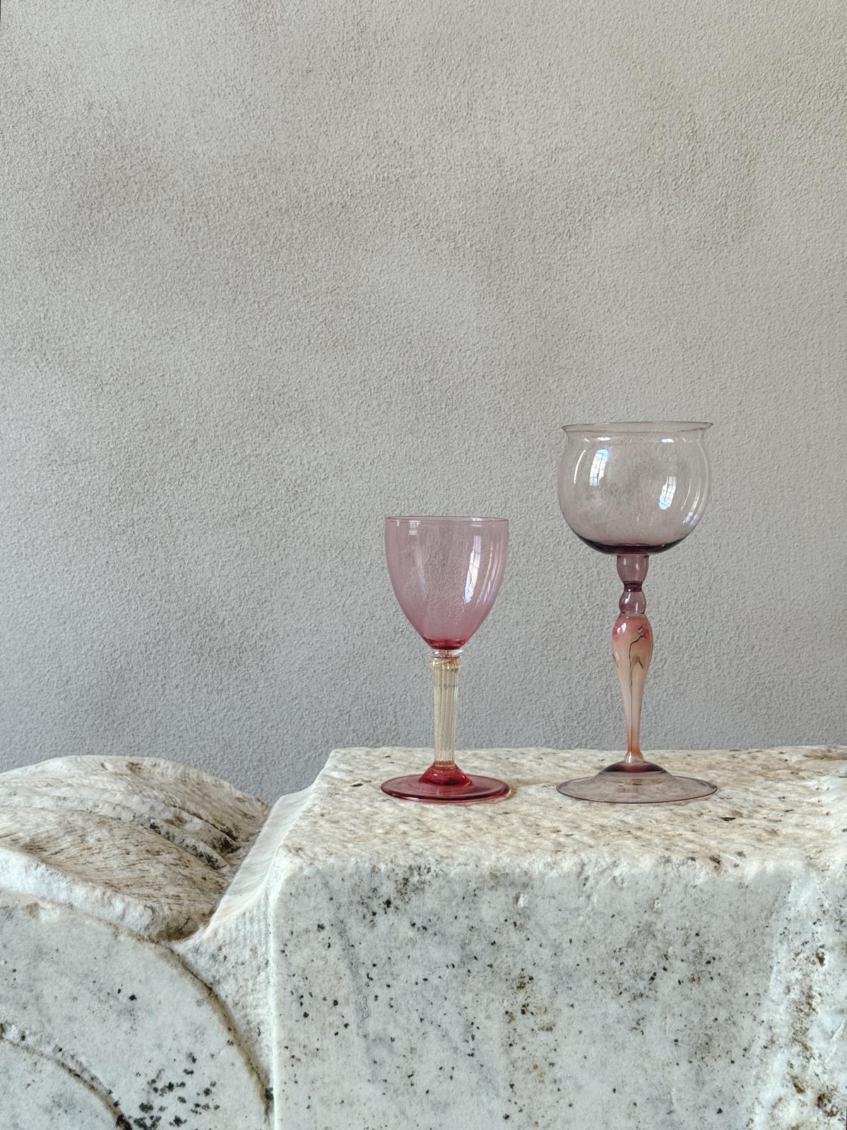 Perfectly Unmatched 1930s Principino Murano Small Dessert Wine Glasses (Set of 8)