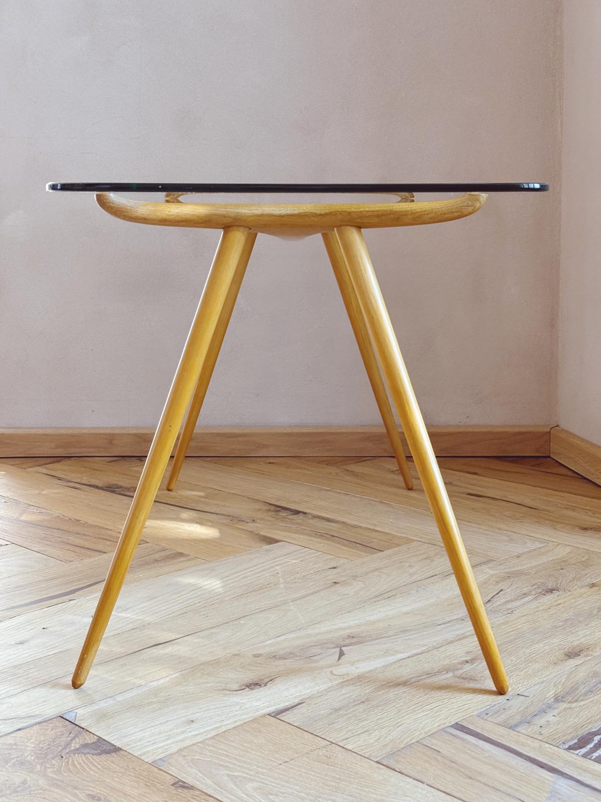 1960ss Glass and Wood Side Table by Ezio Longhi for Elam