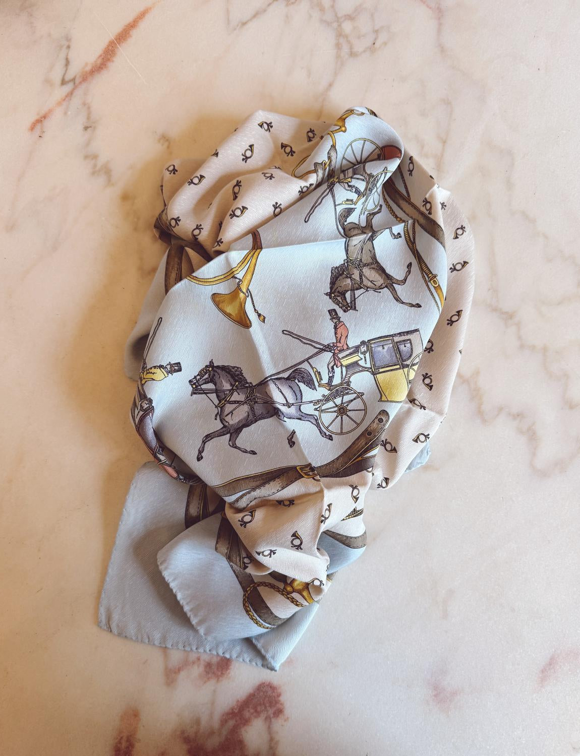 1970s Italian Equestrian Silk Scarf