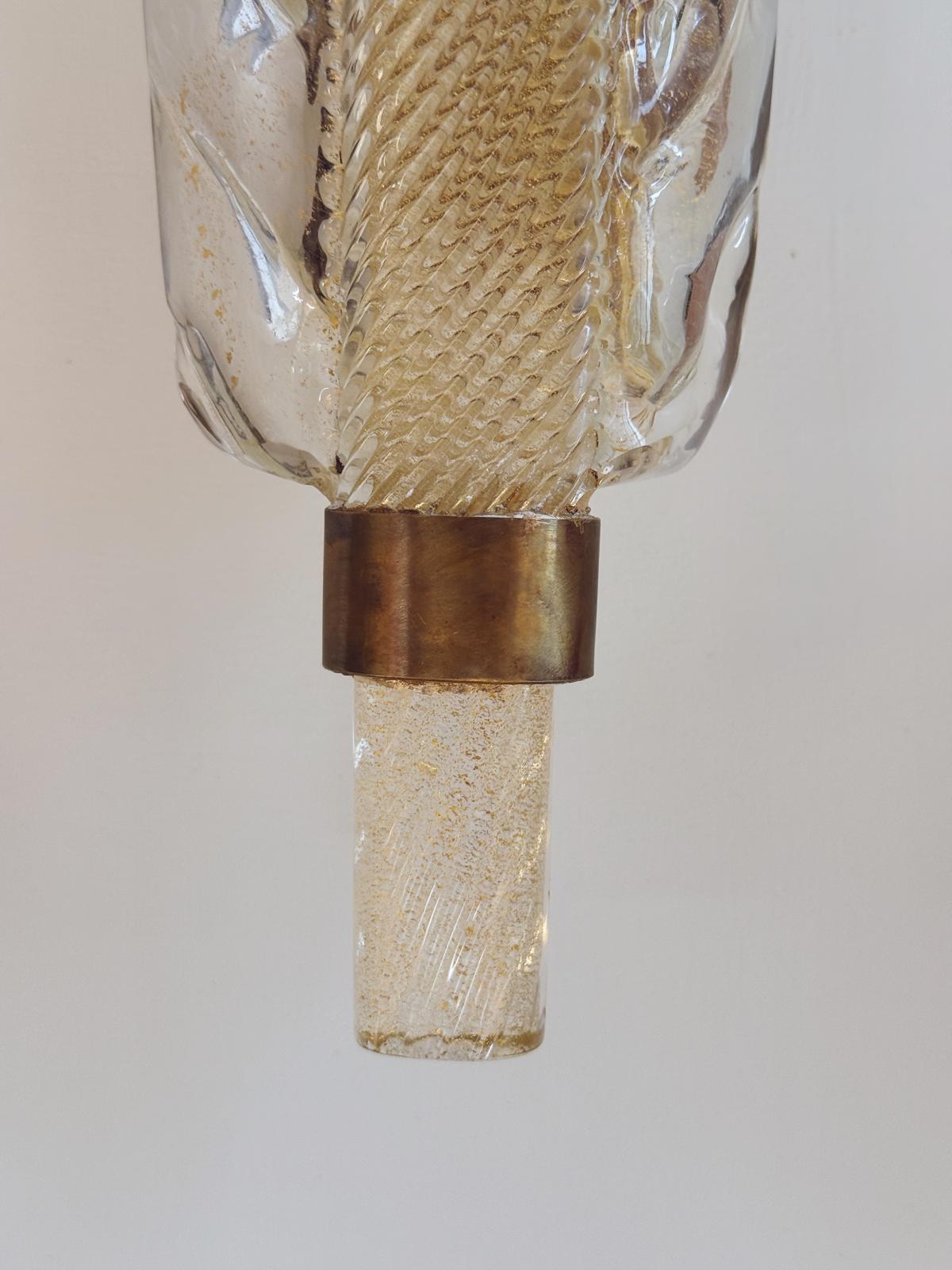 Pair of ex-Bauer Hotel Murano glass Leaf Wall lights, attributed to Seguso Vetri d’Arte, Venice, 1950s