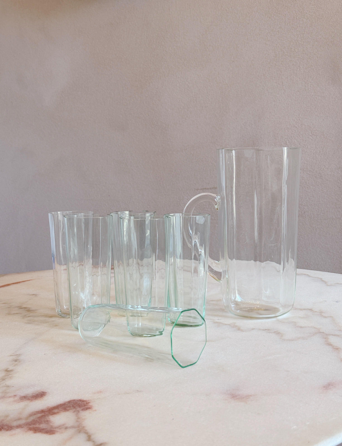 1970s Cenedese Green Jug and Glasses Set (Six Glasses)
