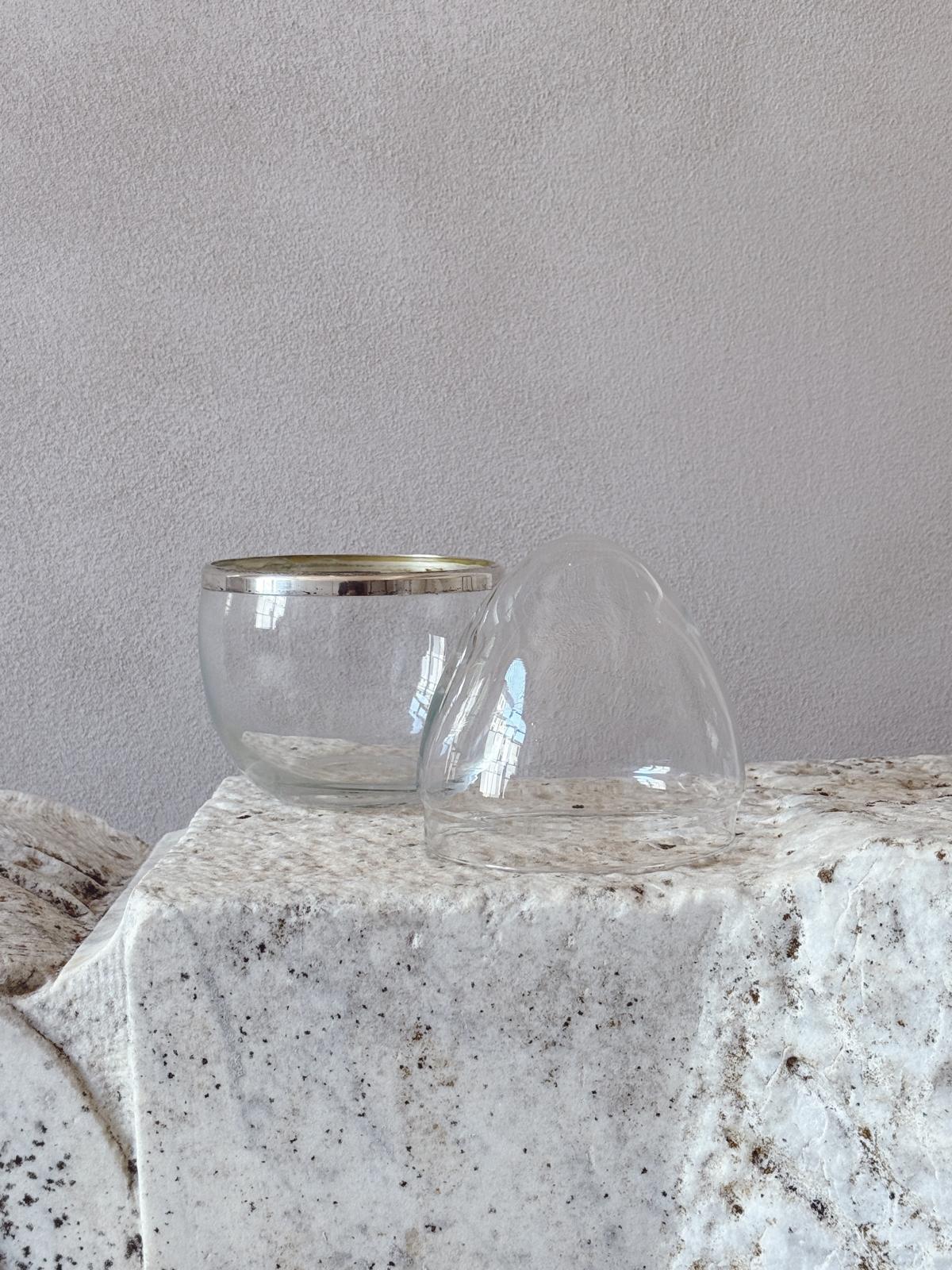 1970s Transparent Murano Glass Egg Box