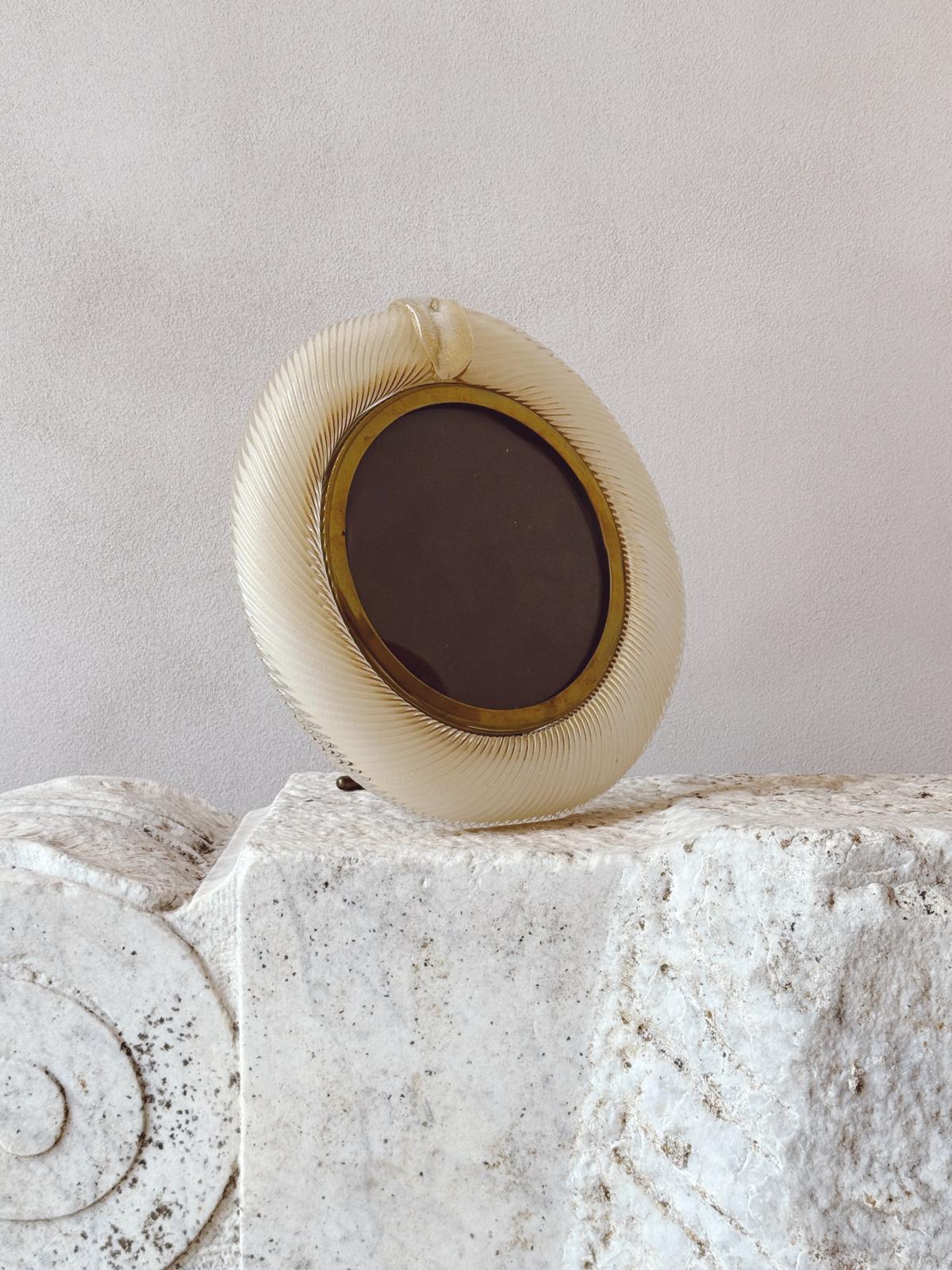 1950s Tomasso Barbi Round Murano Glass Picture Frame