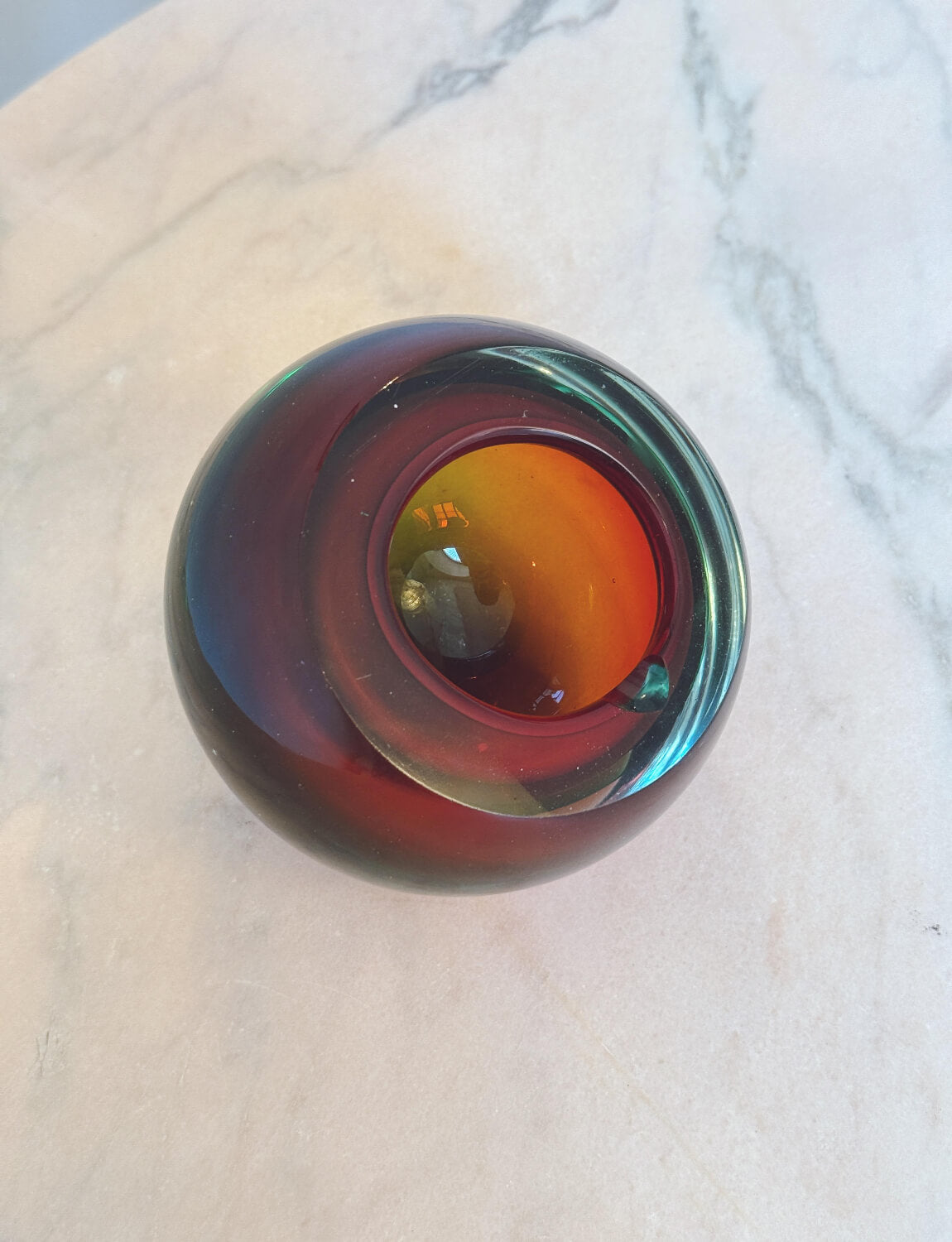 1960s Flavio Poli Red Sphere Bowl