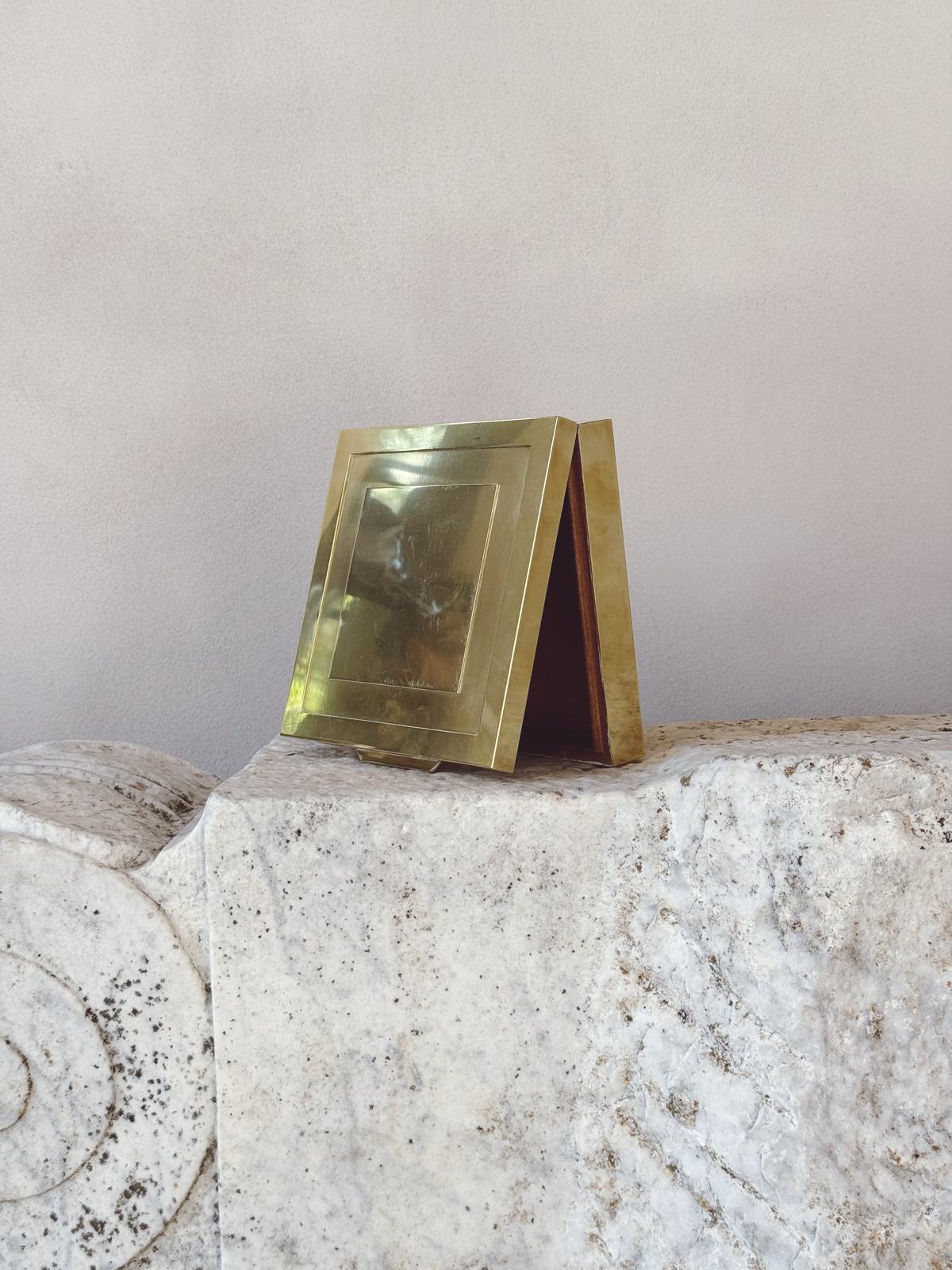 1970s Liwans Square Brass Desk Box