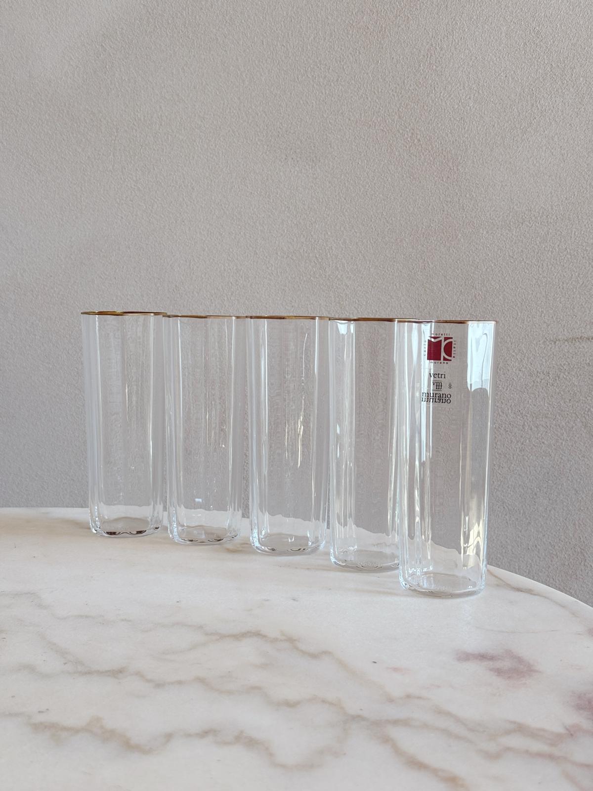 1970s Hand-blown Hexagonal Murano Glasses (Set of 5)