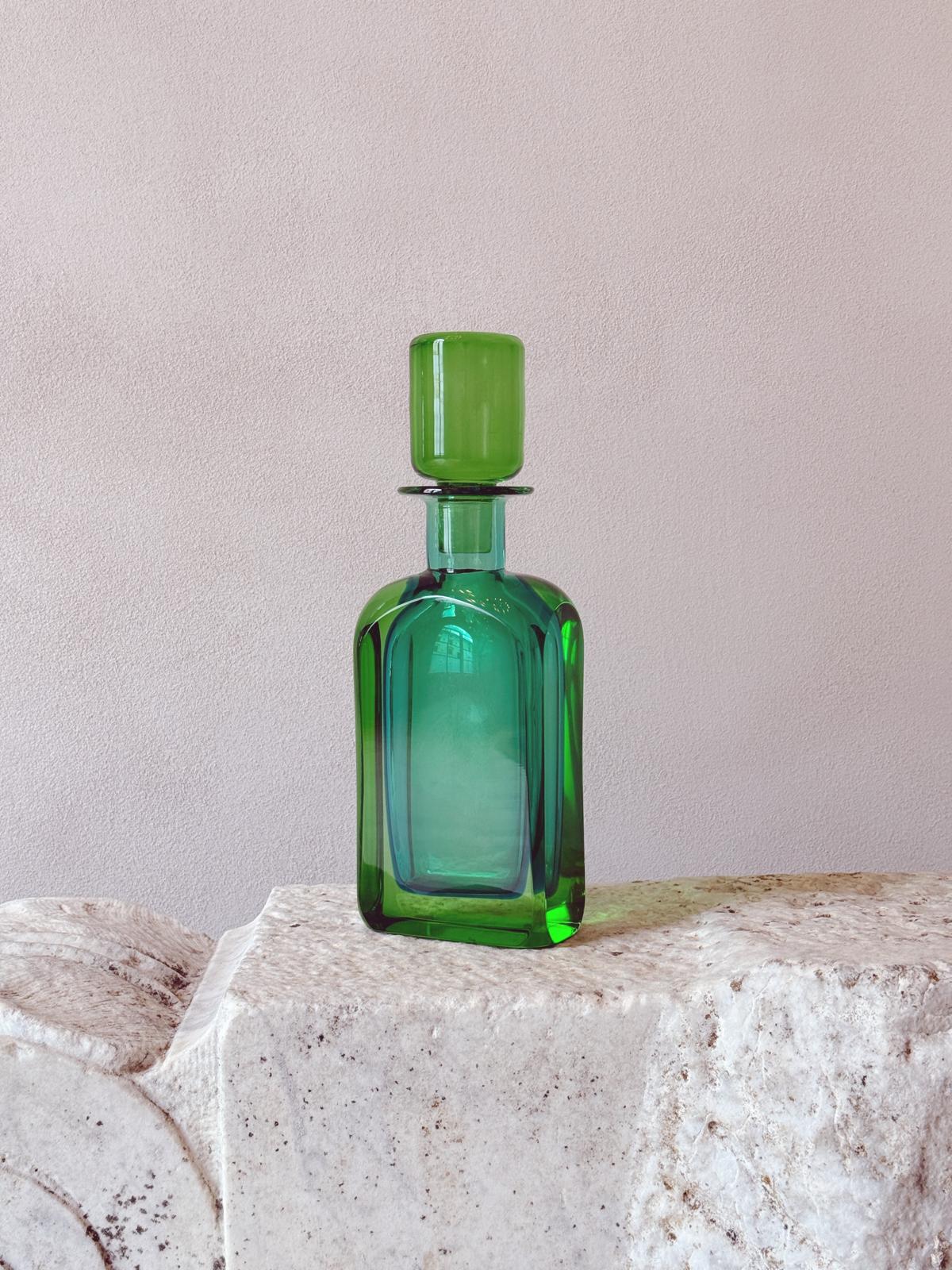 1950s Hand-blown Green Cenedese Bottle