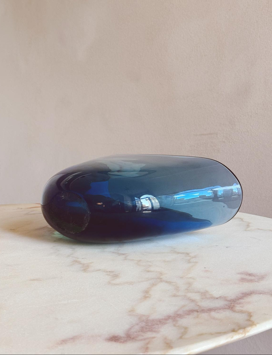1960s Large Blue Flavio Poli Sommerso Vase