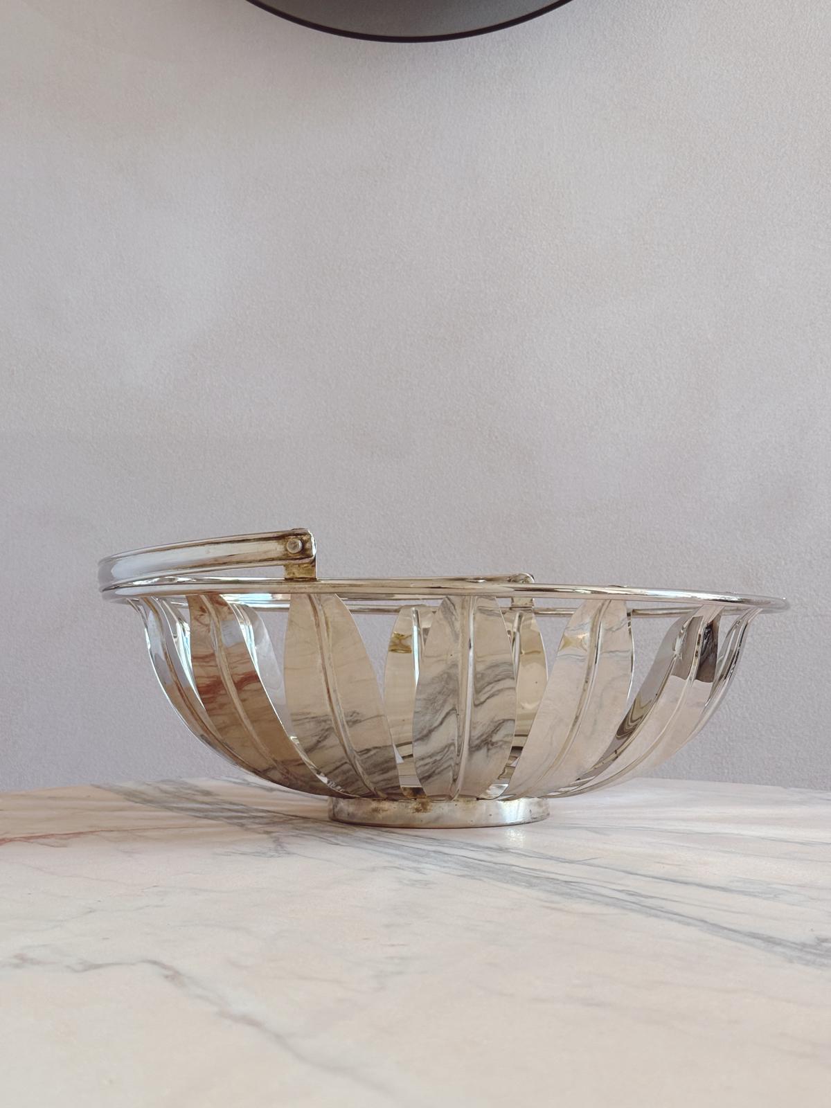 1970s Large Metal Leaf Display Basket