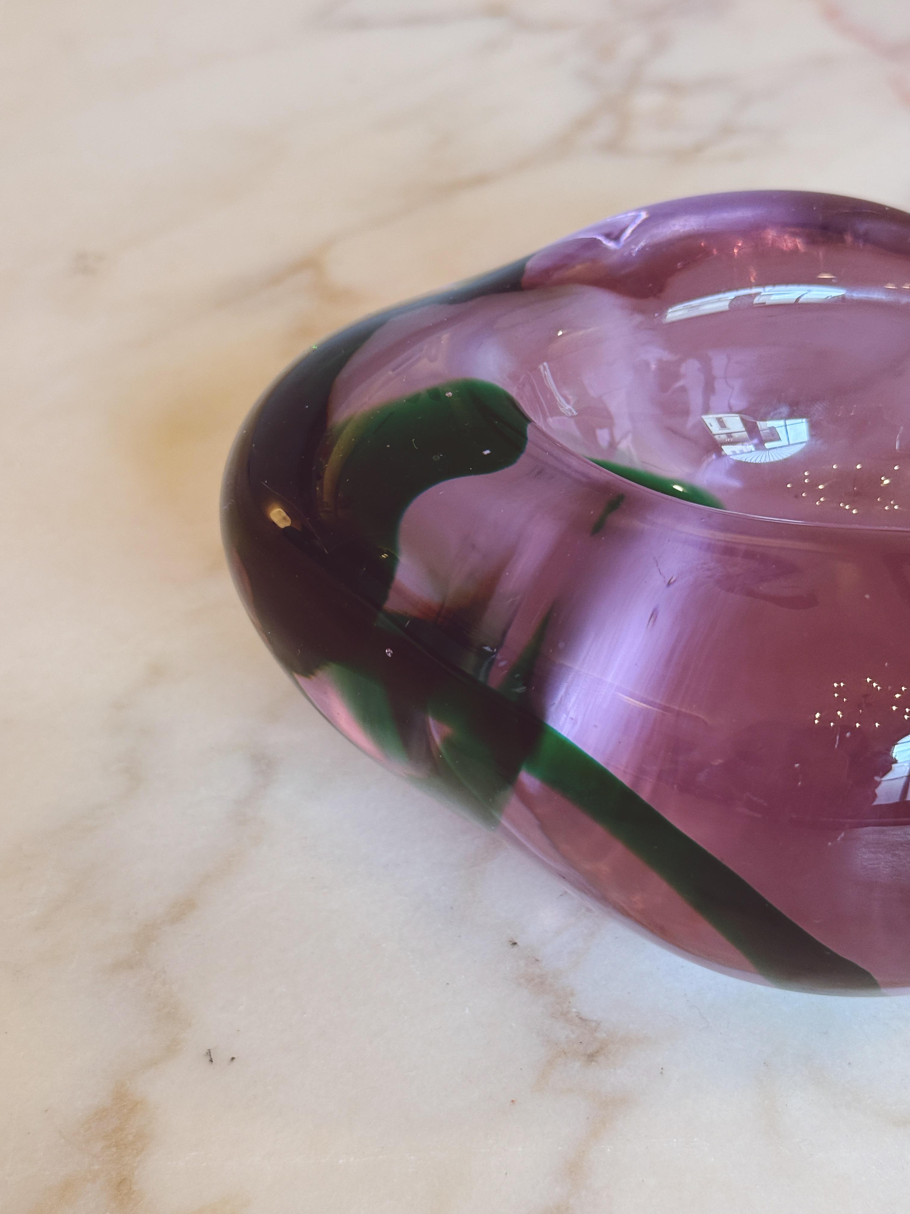 1960s Purple Signed Venini Stone Shaped Bowl
