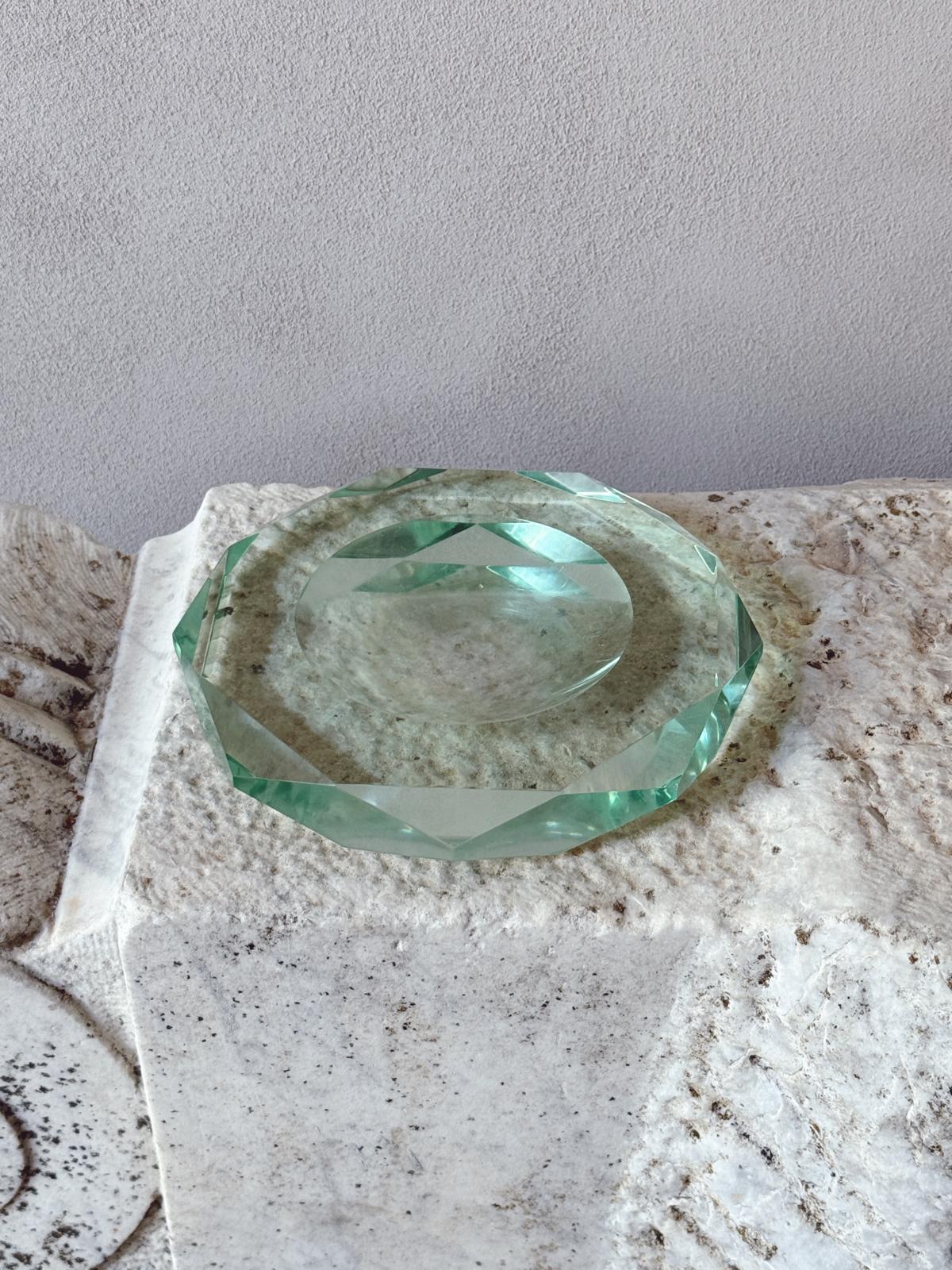 1970s Octagonal Fontana Arte Turquoise bowl