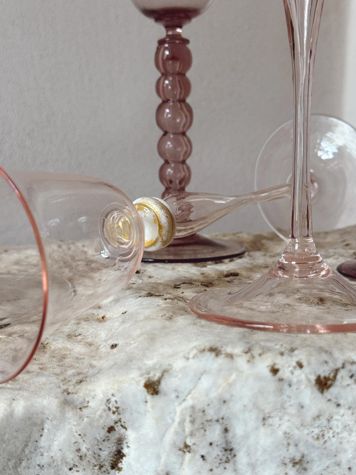 'Perfectly Unmatched' 1930s Principe Murano Very Tall Wine Glasses (Set of 8)
