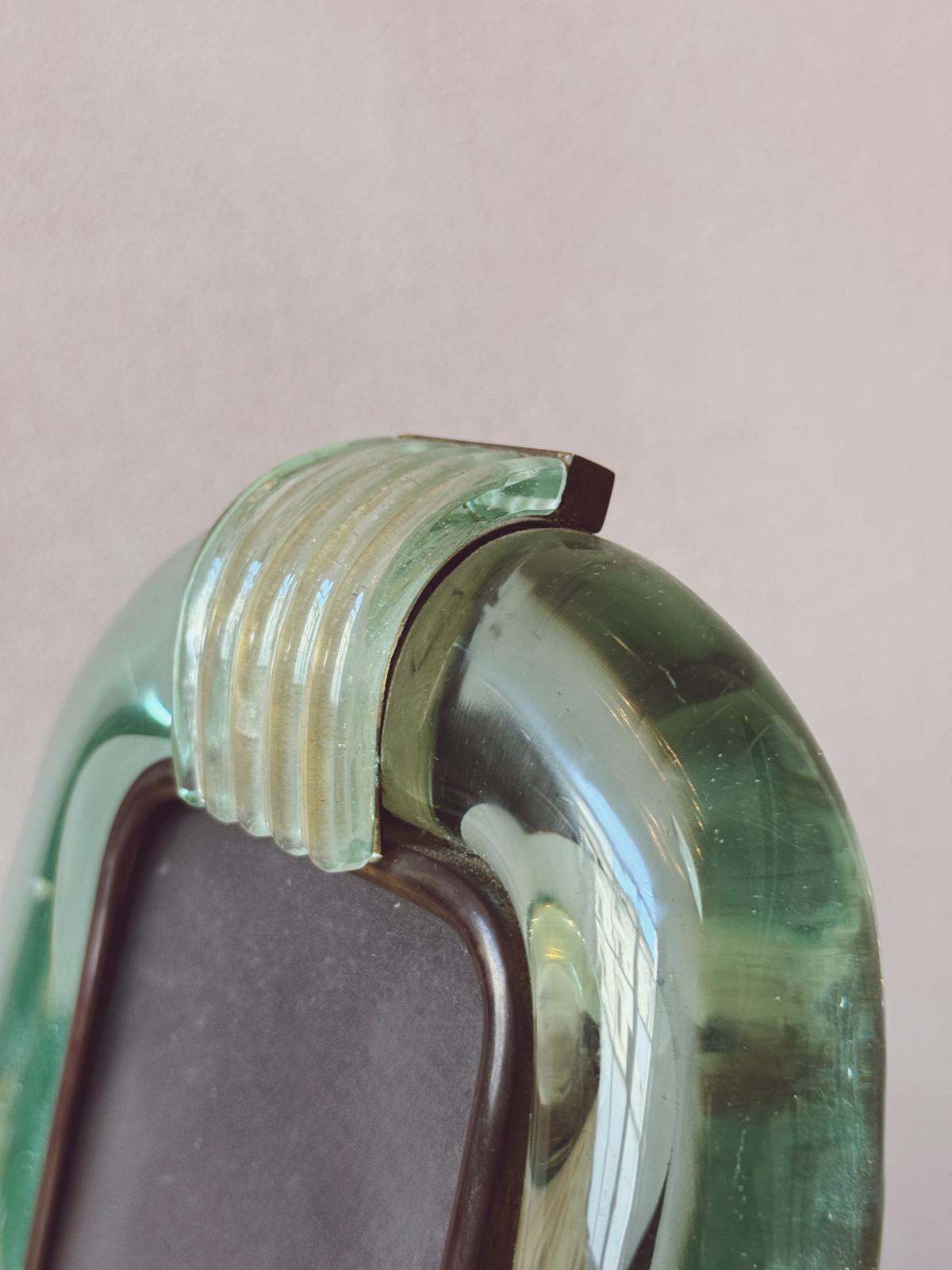 1950s Seguso Turquoise Murano Glass Picture Frame