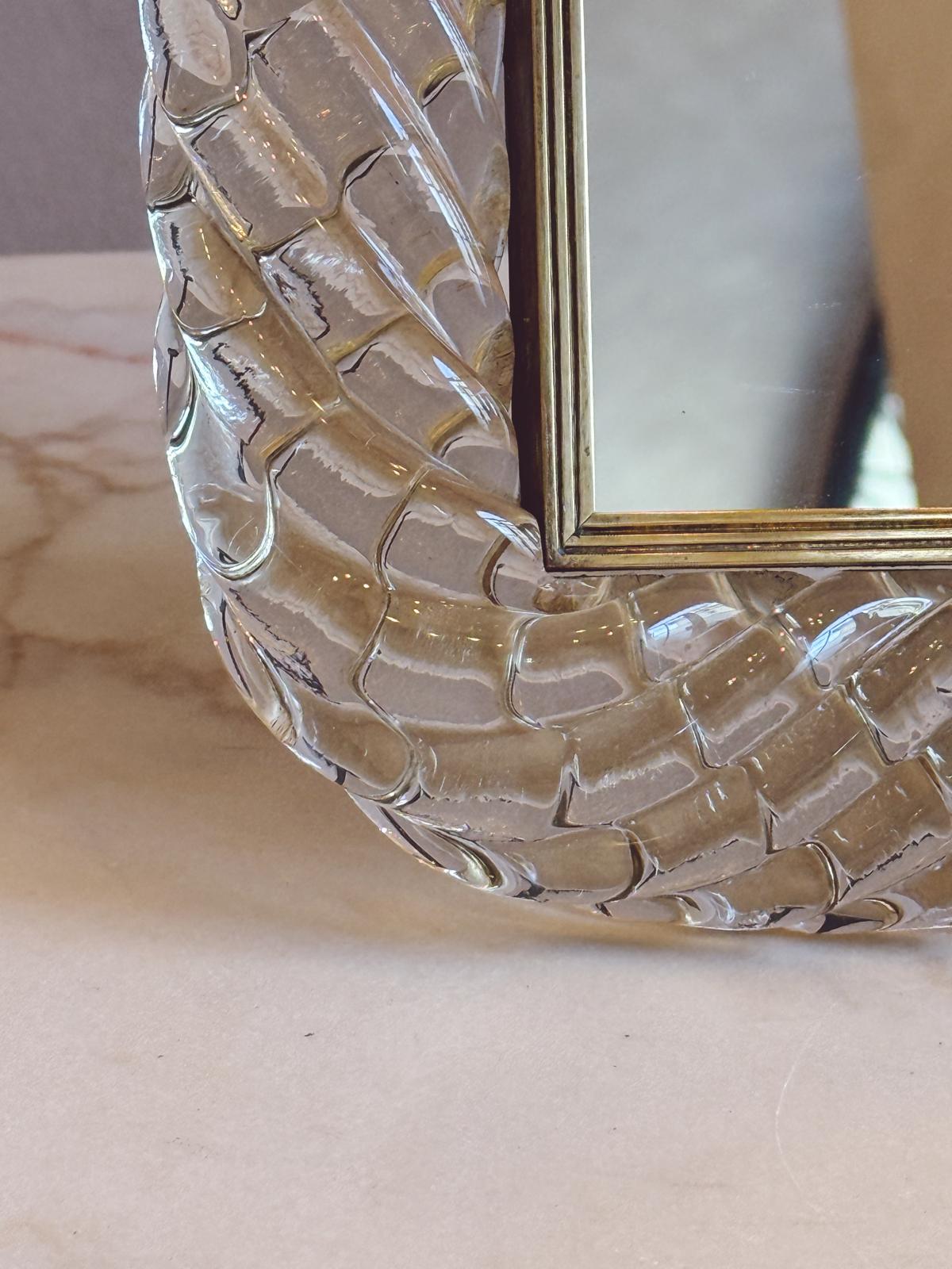 1940s Twisted Signed Seguso Glass Frame & Mirror