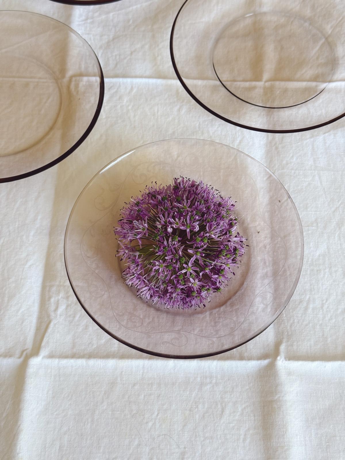 Set of 6 1950s Purple-ish Hand-blown Seguso Murano Glass Fruit Plates