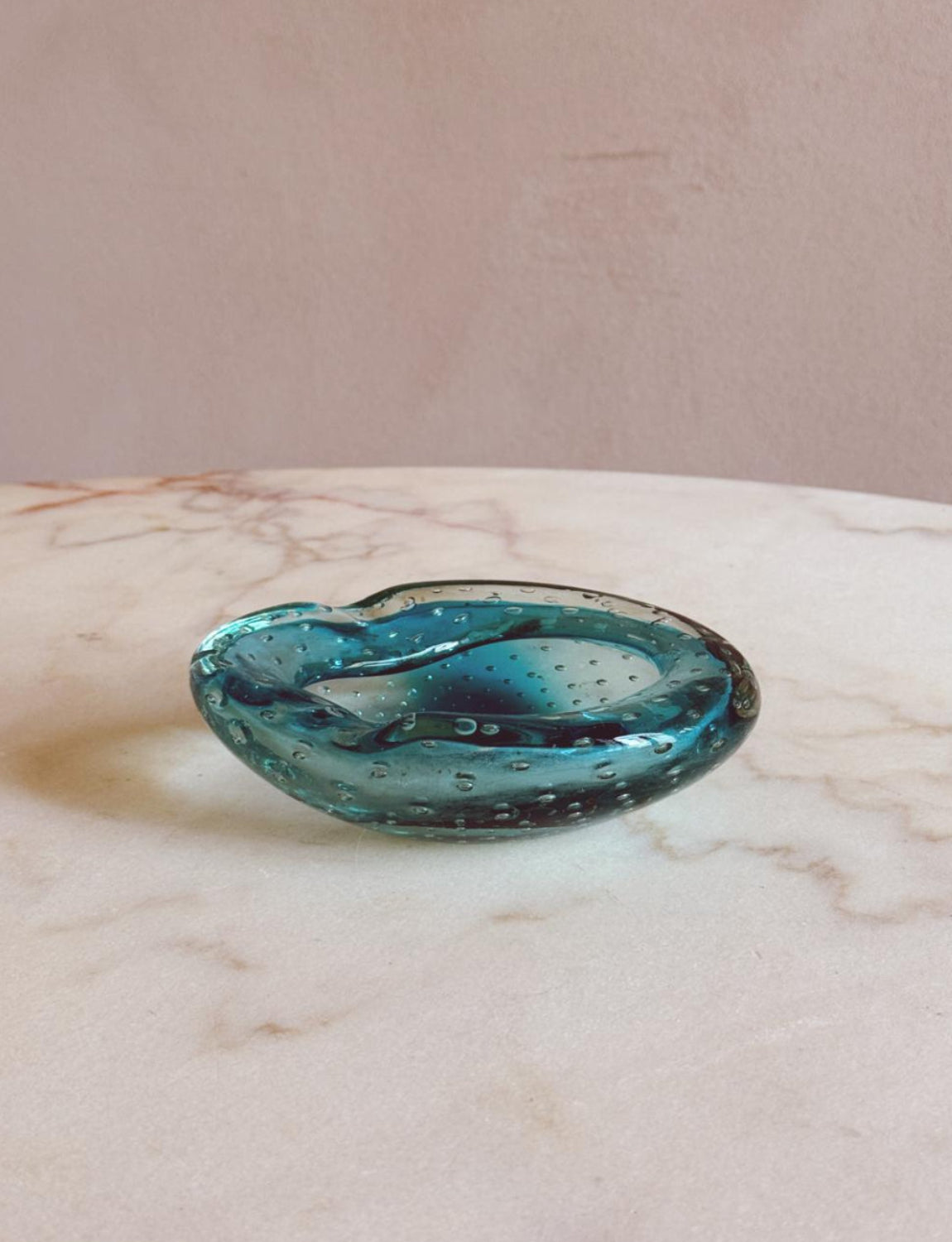1970s Turquoise Murano Glass Bowl with Bolle
