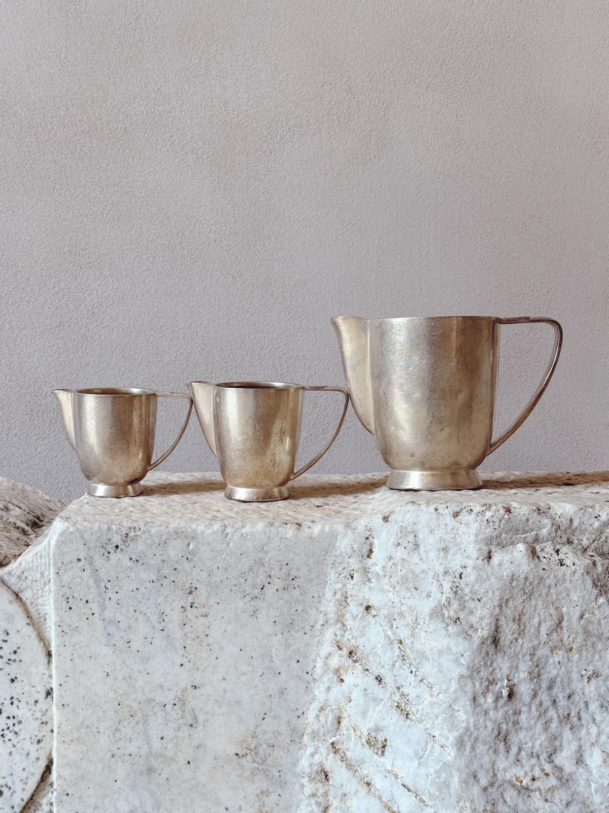 1950s Set of Three Metal Jugs by Fratelli Calderoni