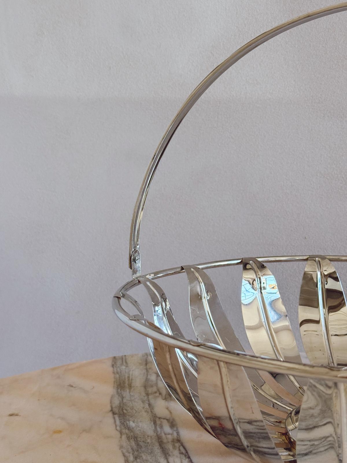 1970s Large Metal Leaf Display Basket