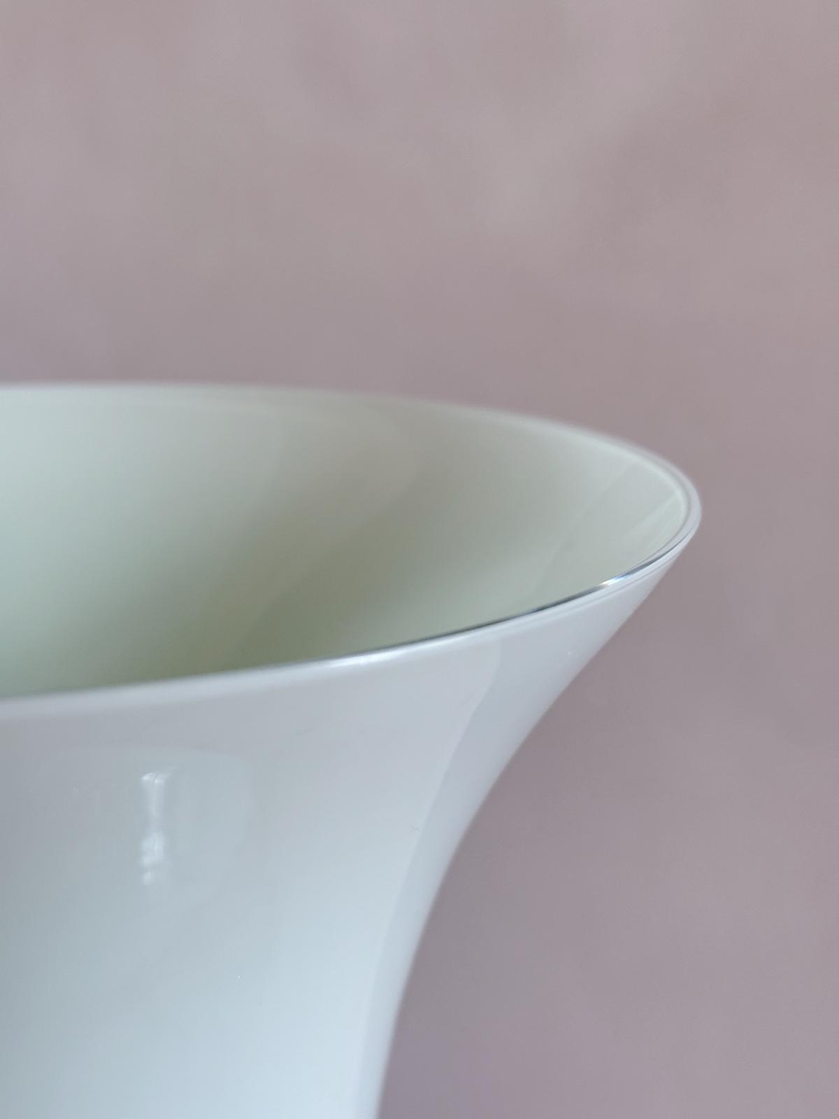Pair of Powder Blue and Green Hand-blown Murano Glass Venini Vases, 1980s