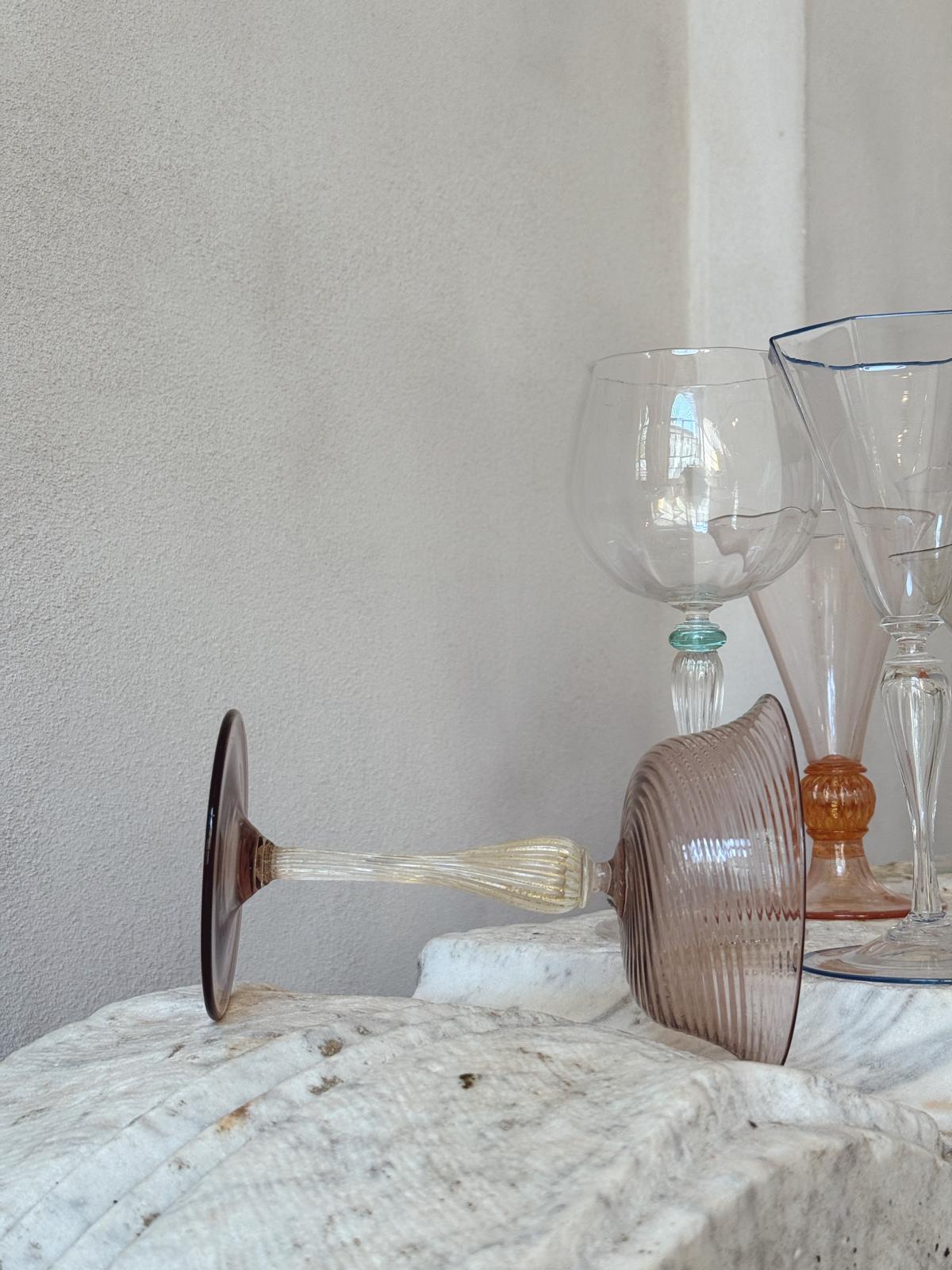Perfectly Unmatched 1930s 'La Famiglia' Murano Glasses (Set of 8)