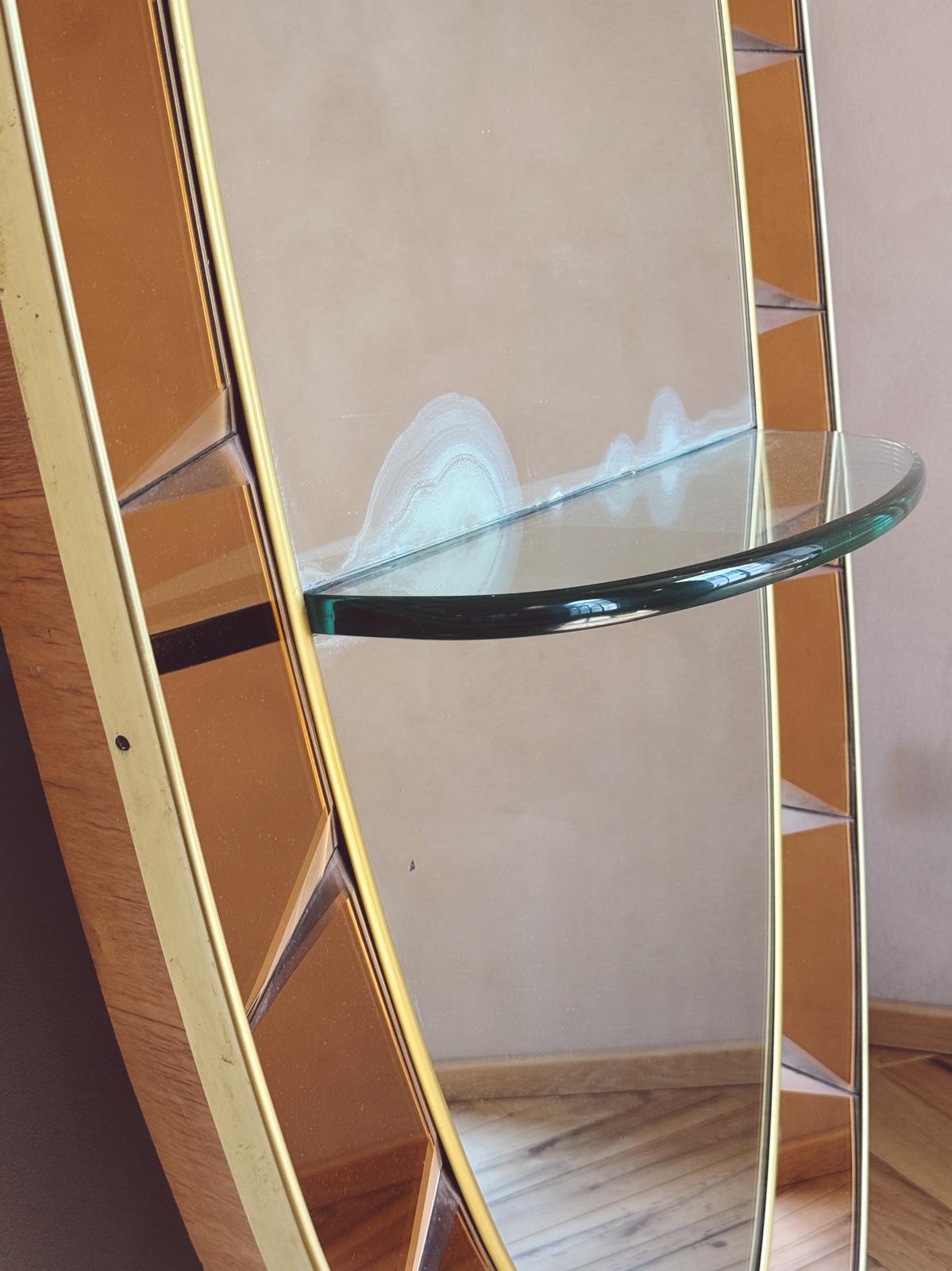 1960s Rose Glass Crystal Art Floor Length Mirror