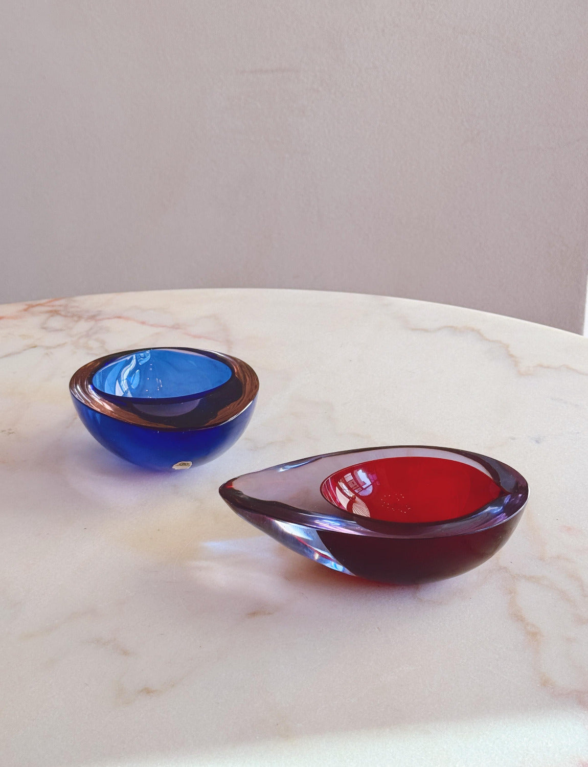 Flavio Poli 1960s Oval Sommerso Bowl in Purple & Blue