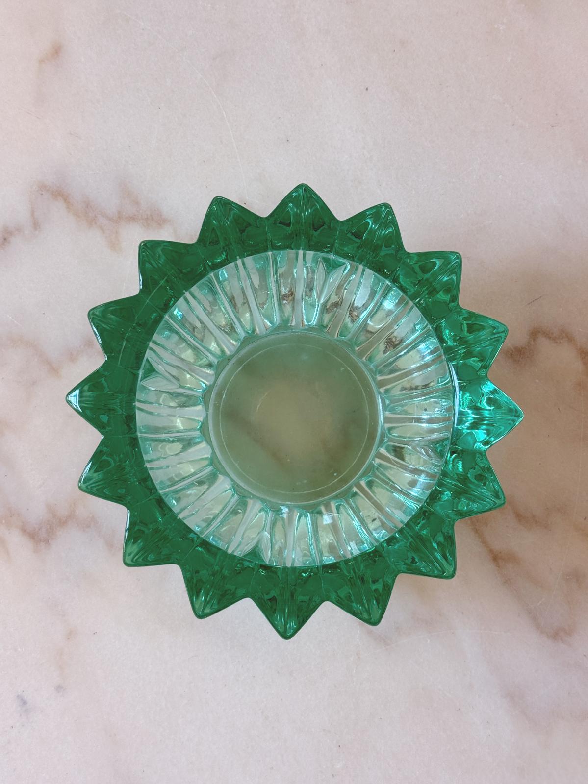 1980s Turquoise Ridged Glass Bowl