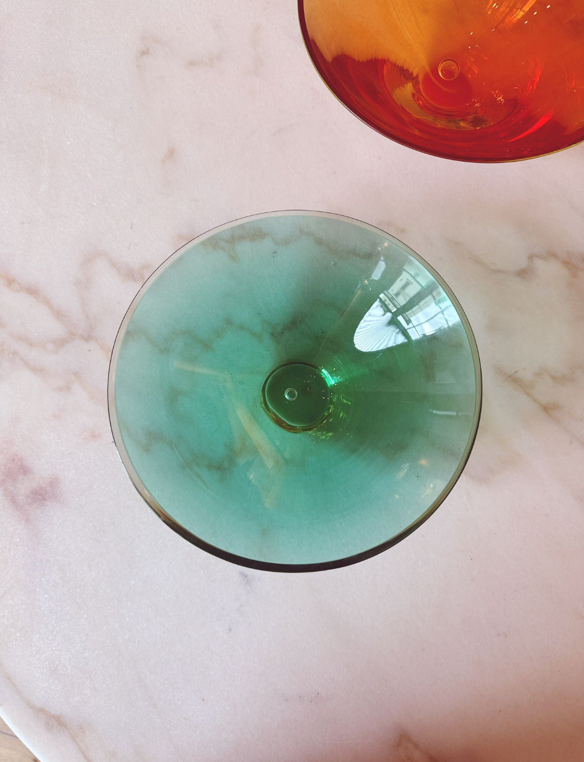 1960s Pair of Green and Orange Da Ros for Cenedese Murano glass Bowls