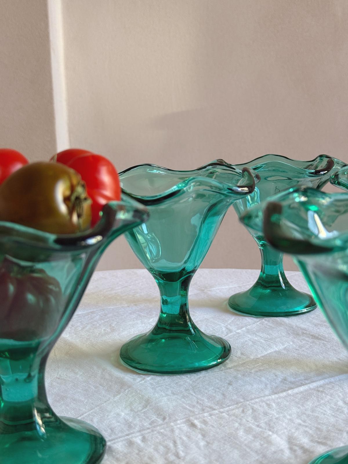 Set of Six Green Gelato Bowls