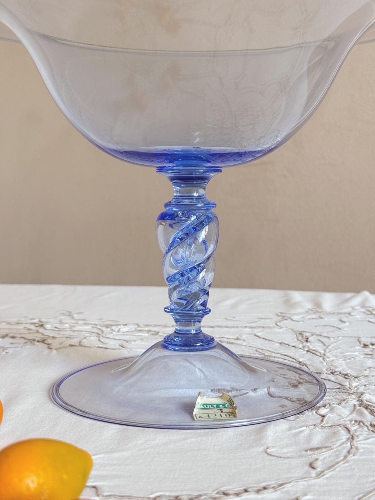 Hand-Blown Soft Blue Murano Glass Centrepiece by Pauly & Co, 1940s