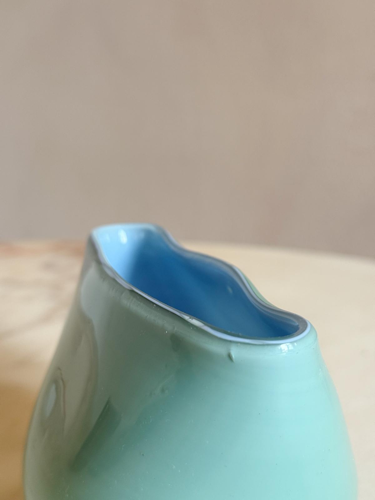 1960s Hand-blown Pale Blue Murano glass tiny vase