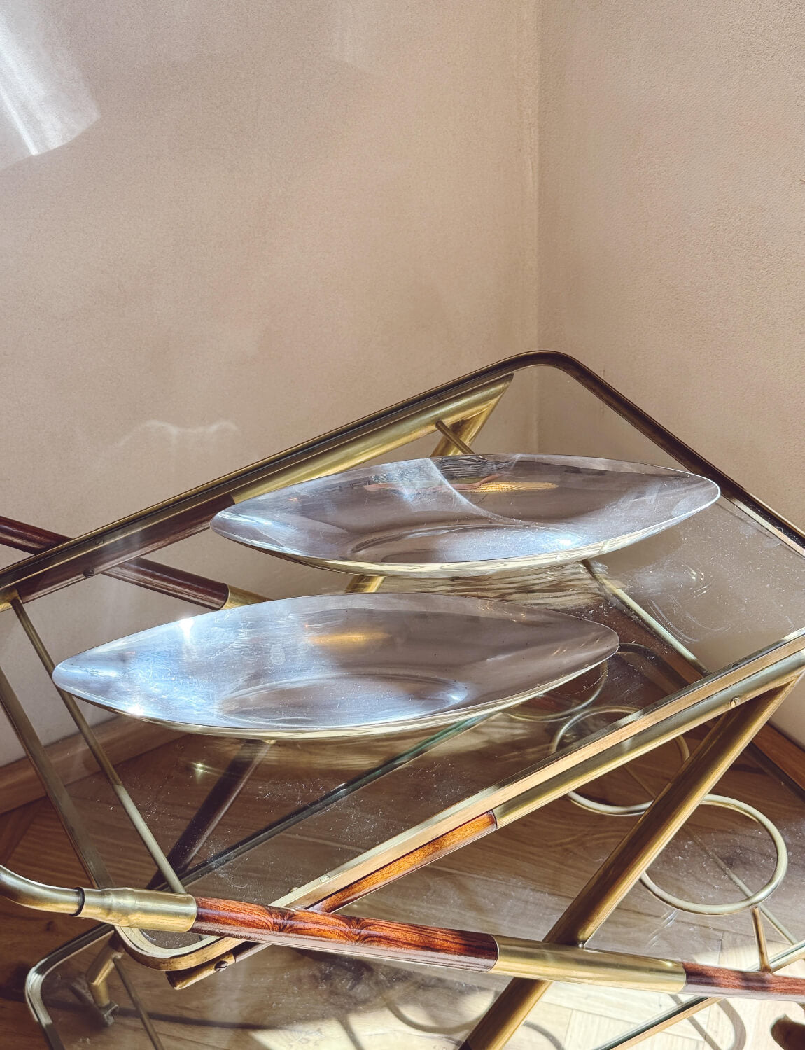 Pair of 1960s Christofle Silver Aperitivo Boat Plates