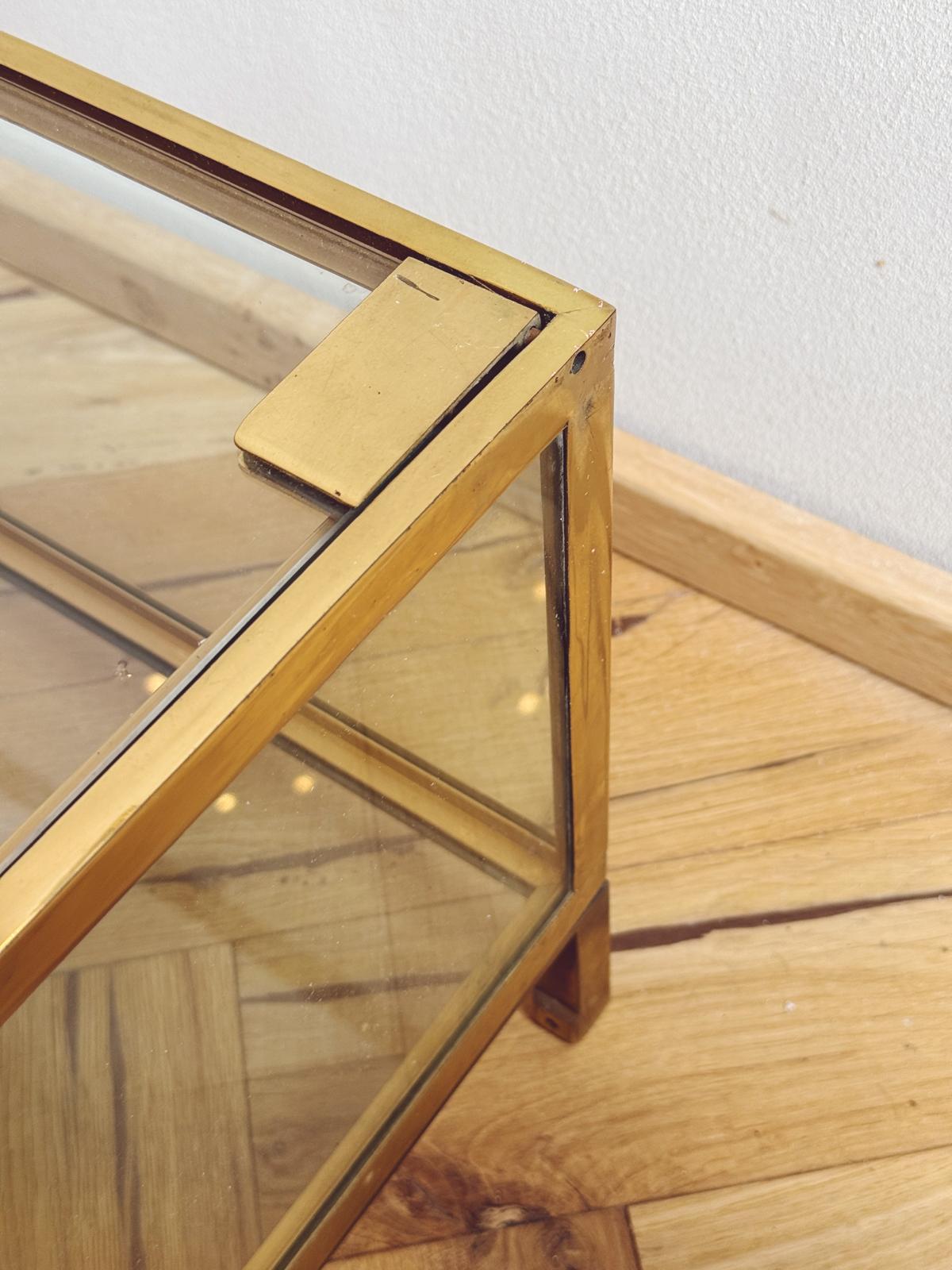 1970s Brass and Glass Display Cabinet or Coffee Table