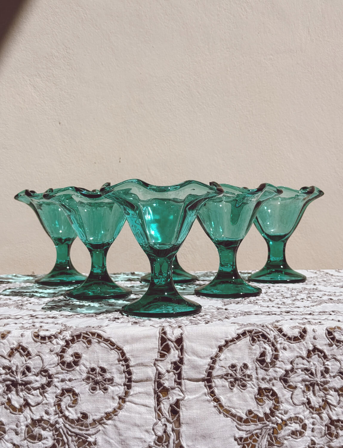 Set of Six Green Gelato Bowls