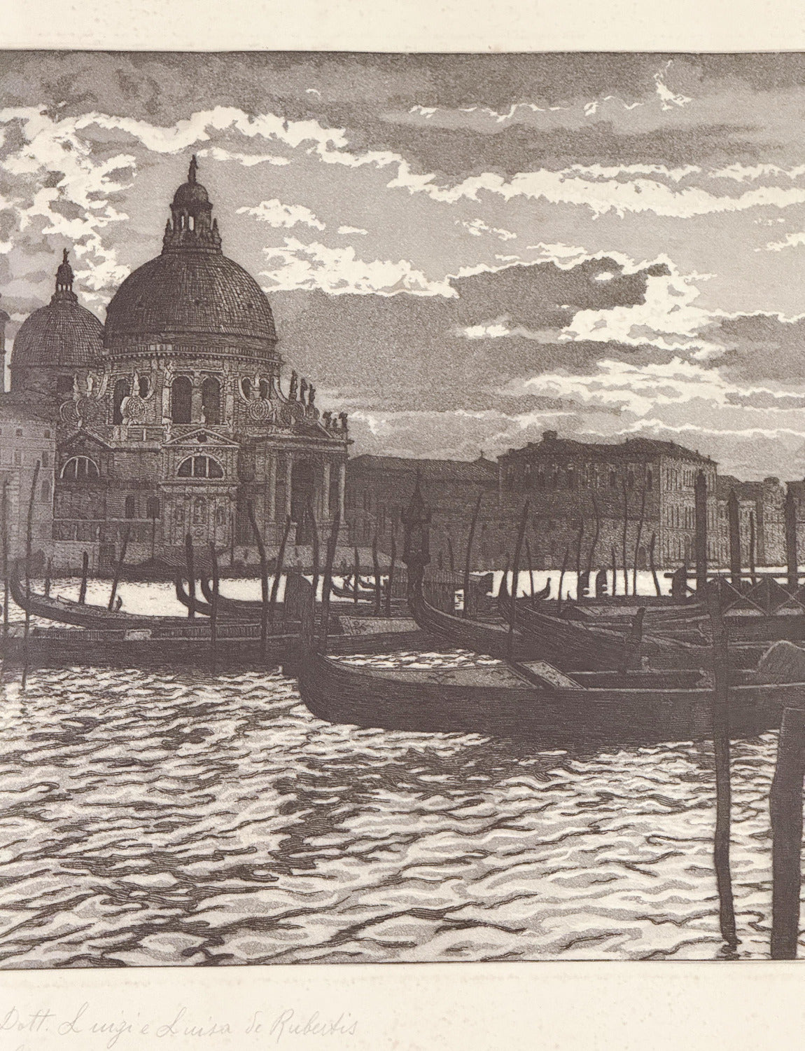 1935 Laurenzio Laurenzi Acqua Forte Etching of Venezia