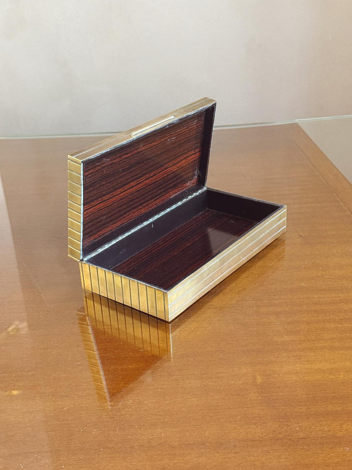 1970s Brass Desk Box with horizontal stripes