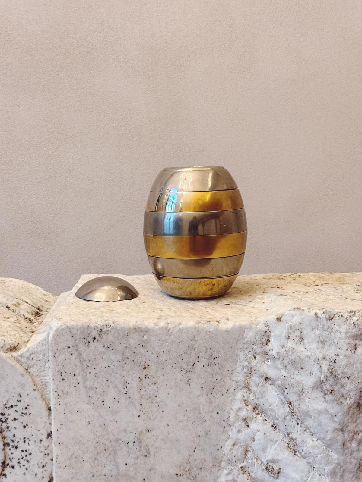 1970s Tommaso Barbi Brass & Silver Egg (Bowls)