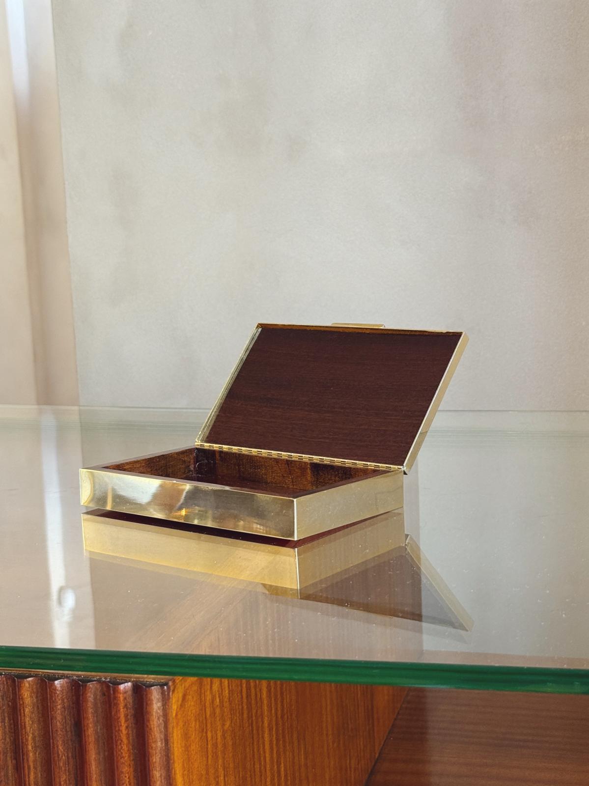 1970s Silver and Gold Plated Desk Box with Diagonal Stripes