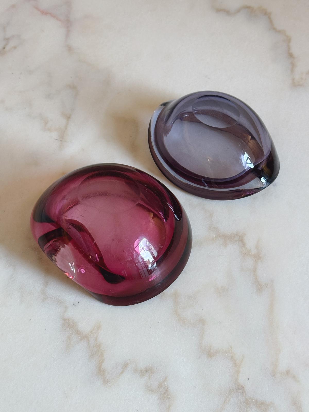 Pair of 1960s Pink and Purple Murano Glass bowls