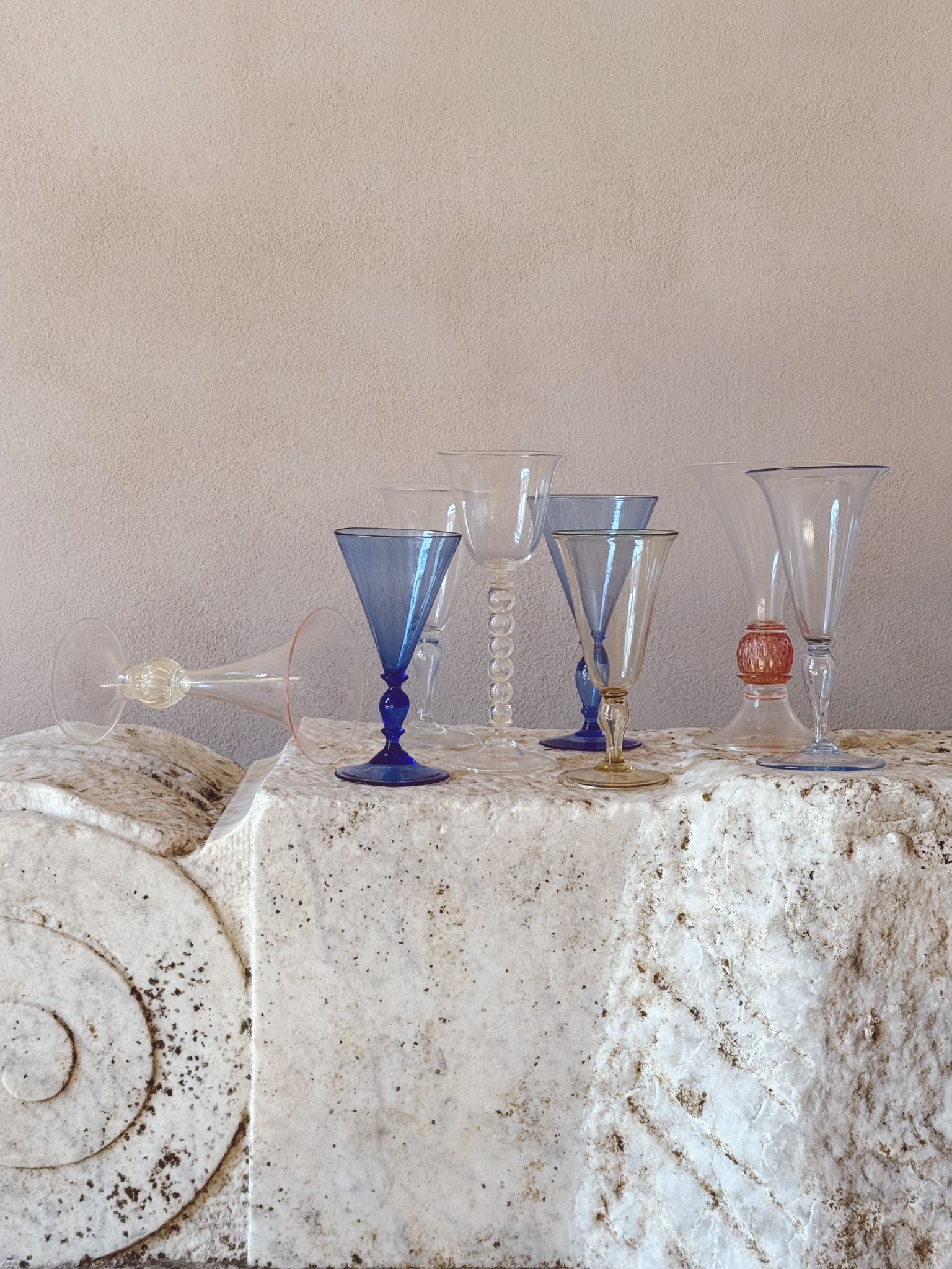 'Perfectly Unmatched' 1930s Piccolo Murano Wine Glasses (Set of 8)