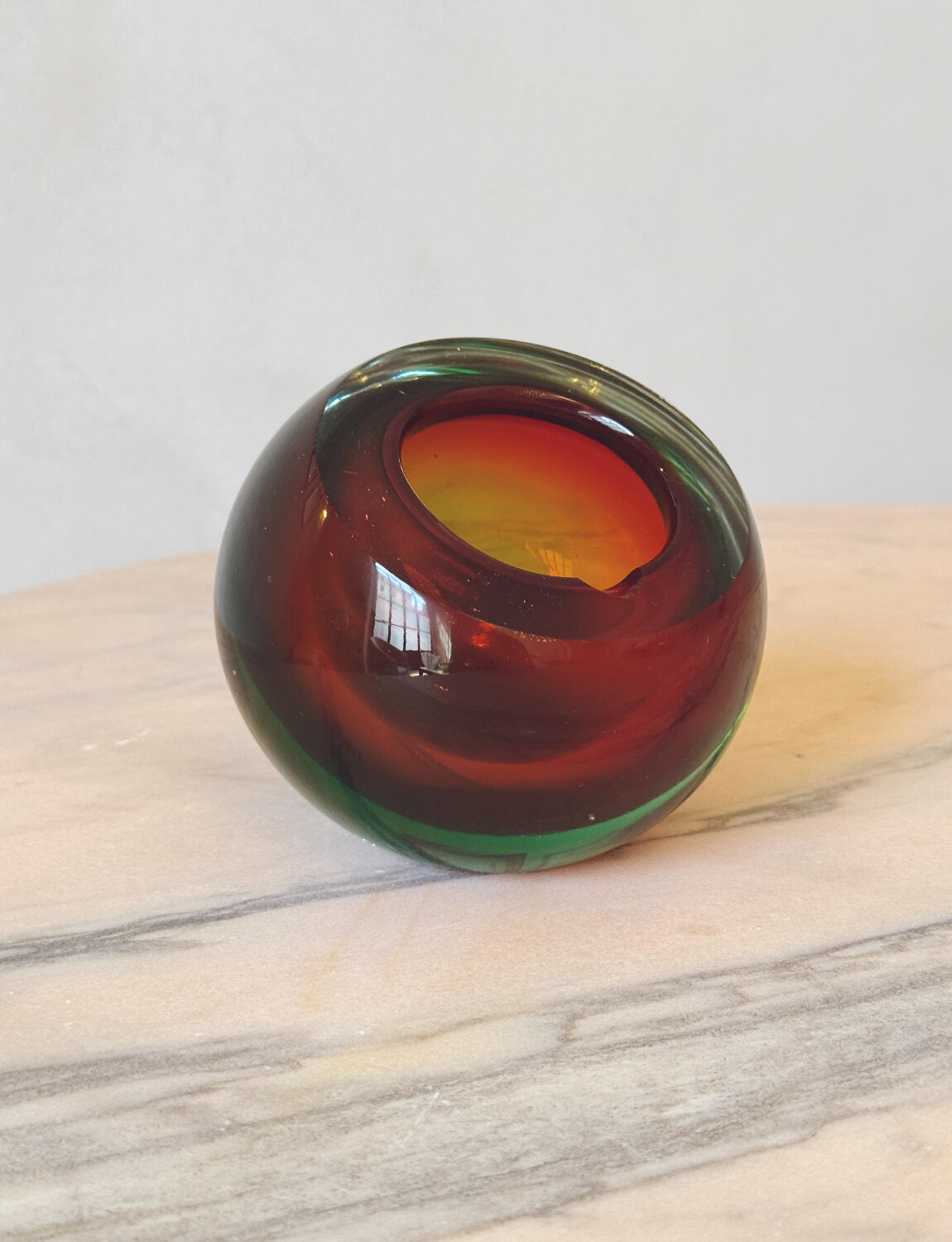 1960s Flavio Poli Red Sphere Bowl