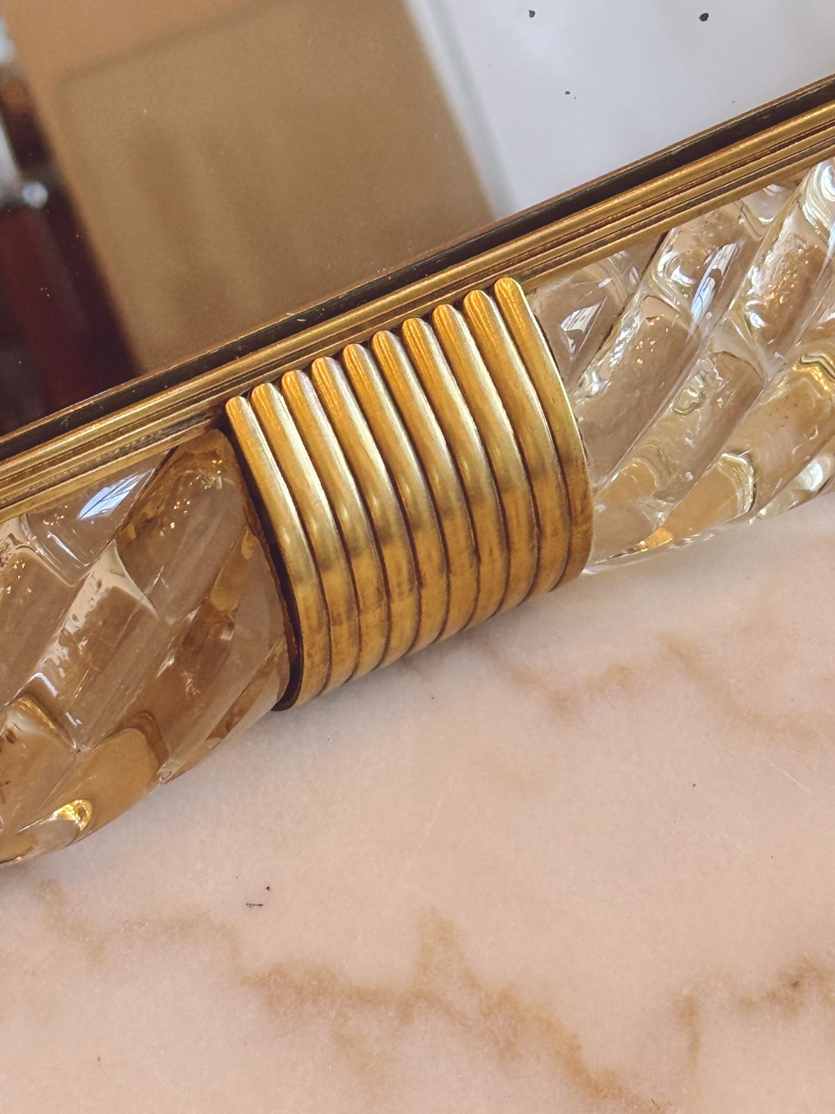 1940s Twisted Signed Seguso Glass Frame & Mirror