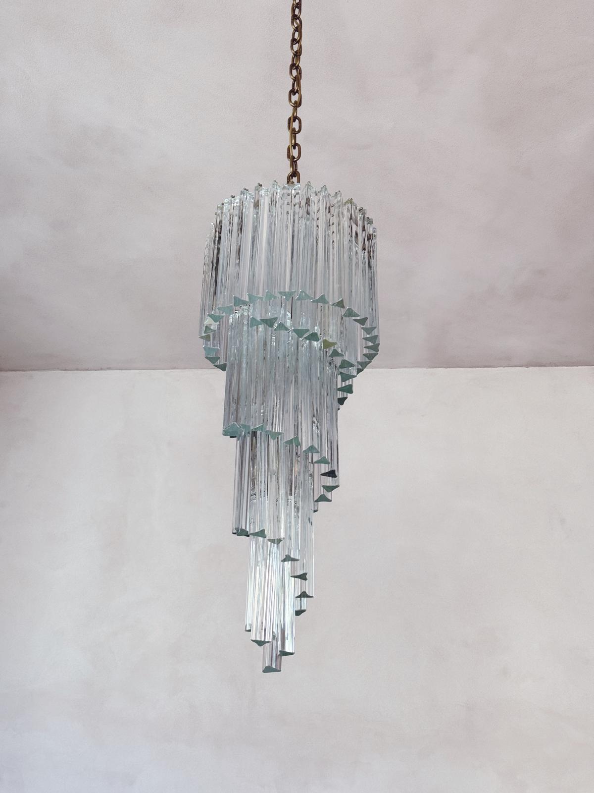 1960s Long Murano Glass Venini Chandelier
