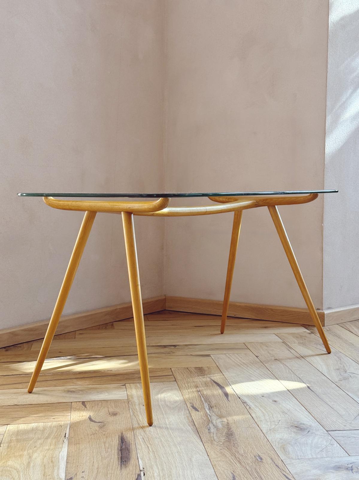 1960ss Glass and Wood Side Table by Ezio Longhi for Elam