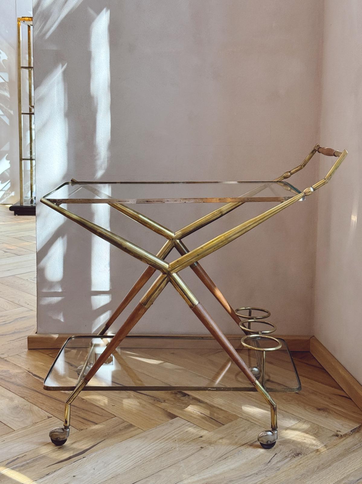 1960s Cesare Lacca Brass Drinks Trolley
