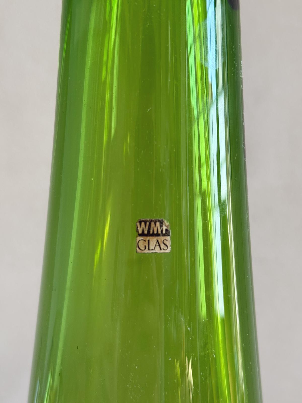 1970s Tall Green Sommerso Murano Glass Vase