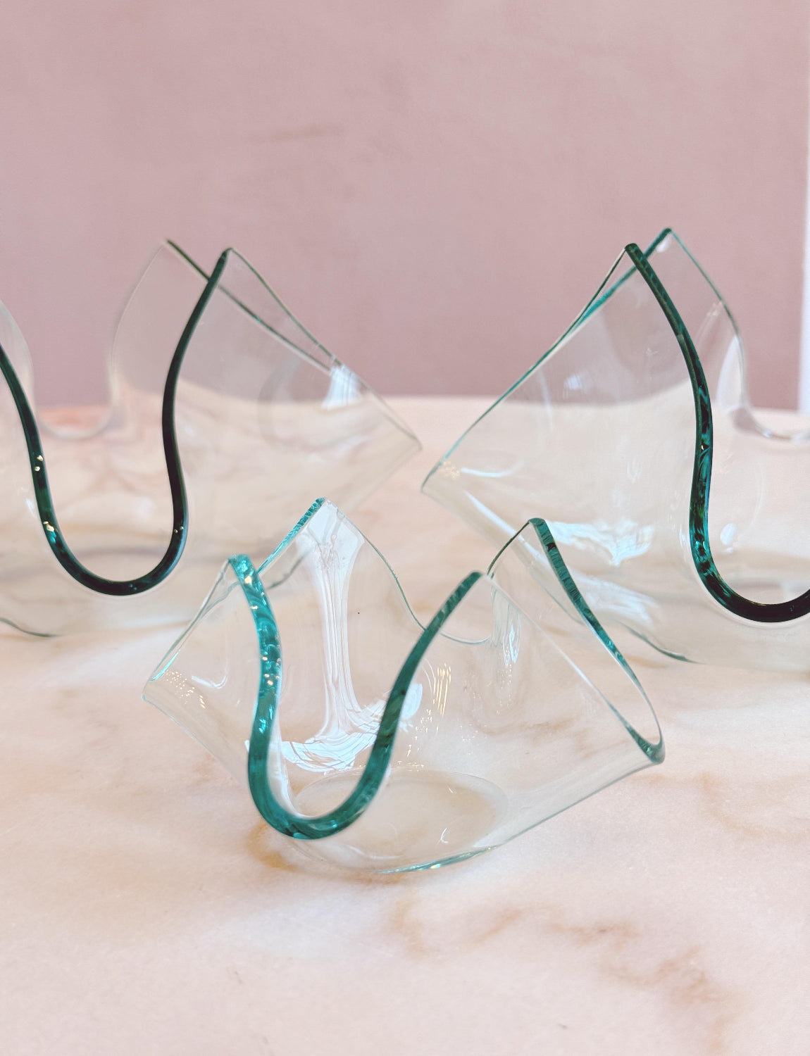 Set of three 1960s Fontana Arte Folded Glass Bowls