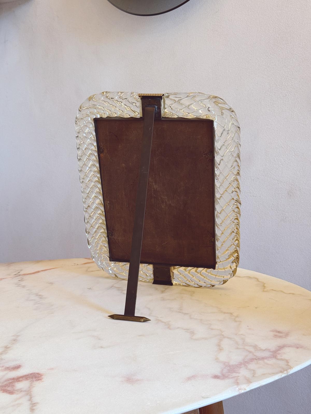 1940s Twisted Signed Seguso Glass Frame & Mirror