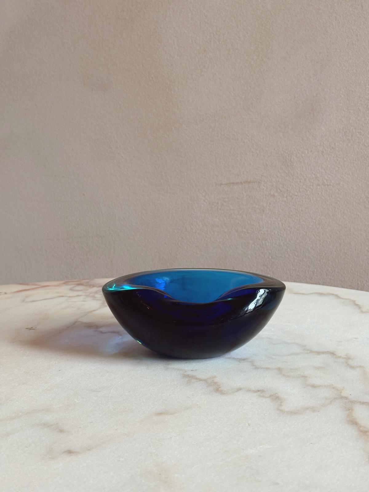 1960s Bright Blue Murano Glass Bowl