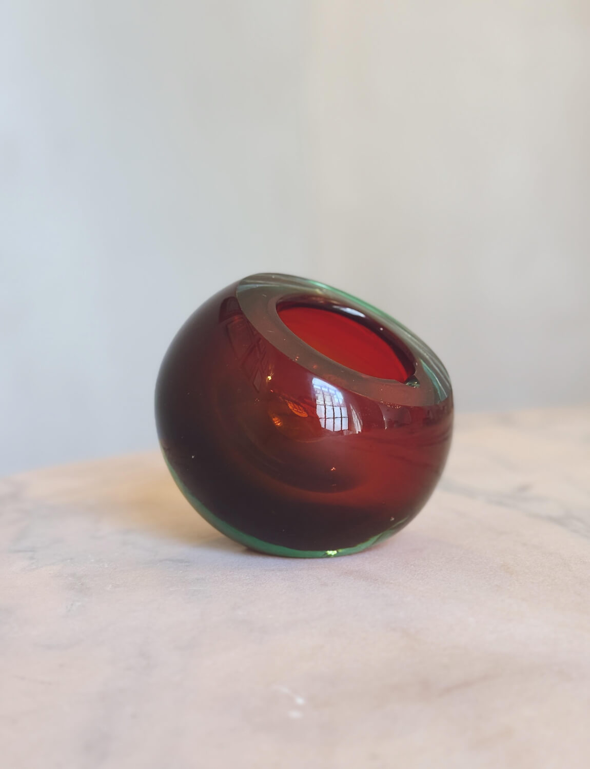 1960s Flavio Poli Red Sphere Bowl